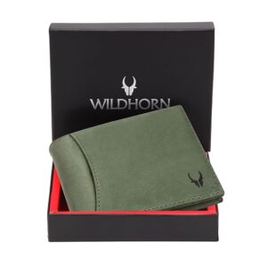 wildhorn wildhorn india oliver green leather men's wallet (wh7311green)