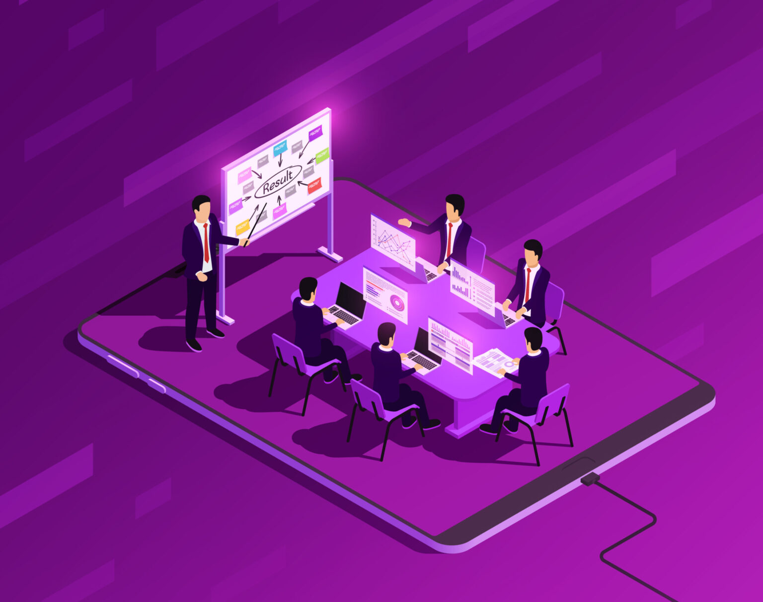 marketing strategy neon background